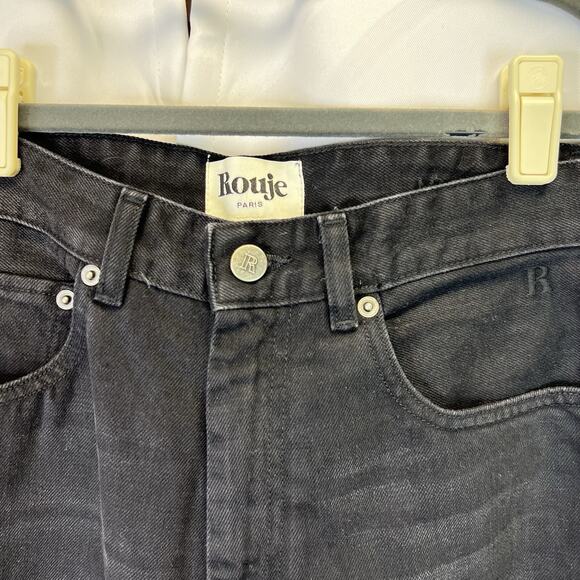 Rouje Madeleine Straight High flared cut Waist Jeans Size 27 Black Noir - Picture 3 of 16